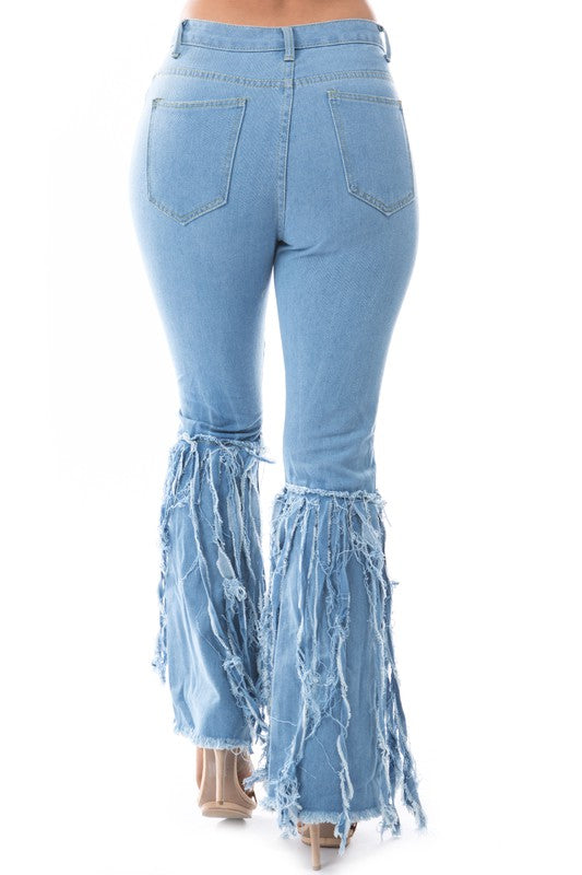 FRINGE DENIM JEANS