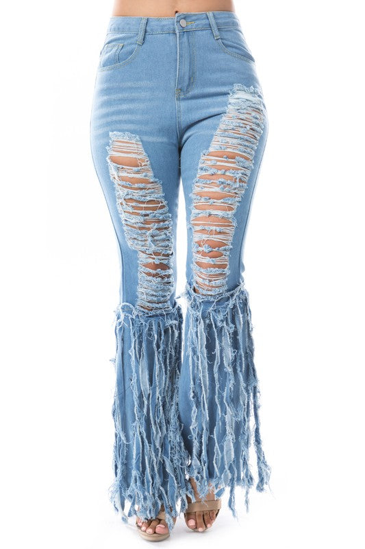 FRINGE DENIM JEANS