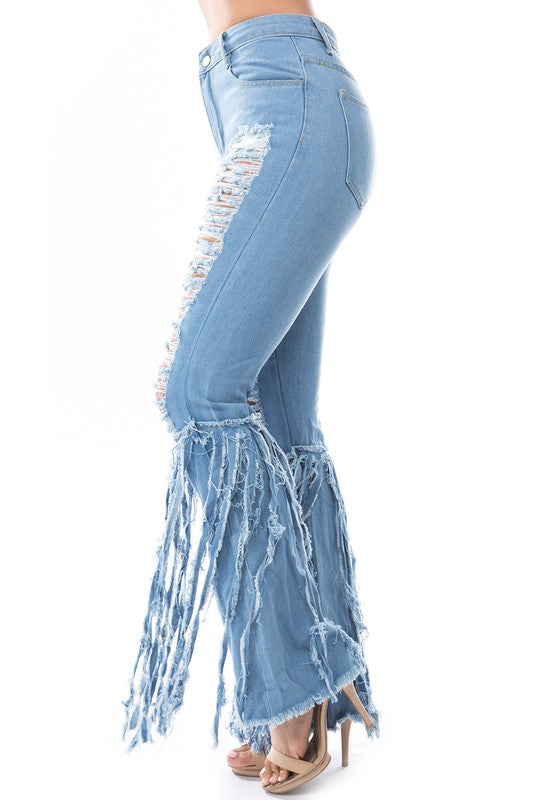 FRINGE DENIM JEANS