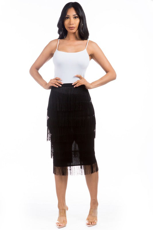 FRINGE ON FRINGE SKIRT