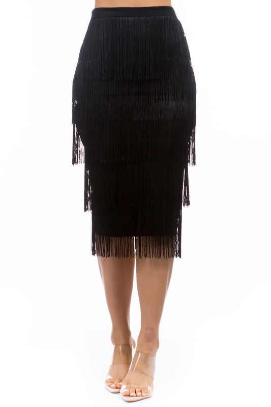 FRINGE ON FRINGE SKIRT