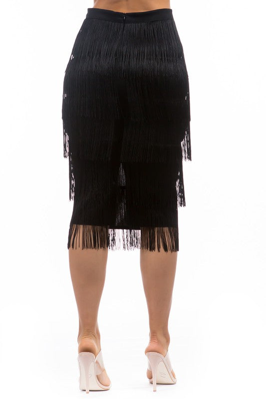 FRINGE ON FRINGE SKIRT