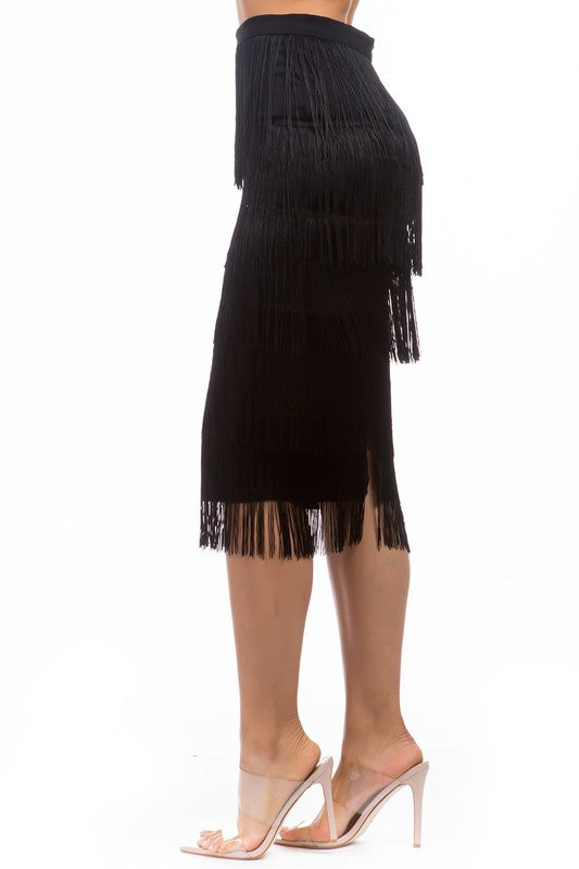 FRINGE ON FRINGE SKIRT