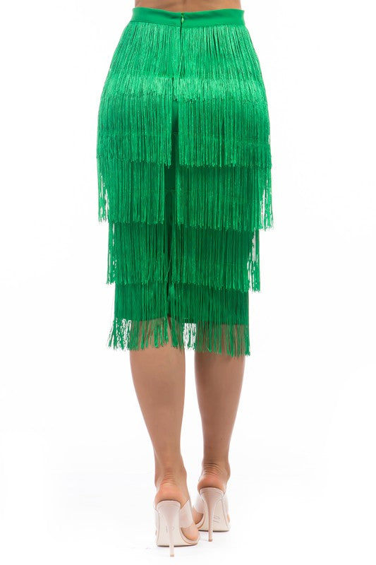 FRINGE ON FRINGE SKIRT