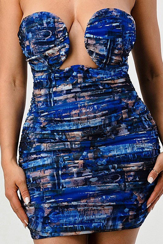 DEEP OCEAN MINI BODYCON DRESS