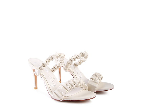 QUALIE GATHERED AROUND SLIP-ON HEELED SANDAL