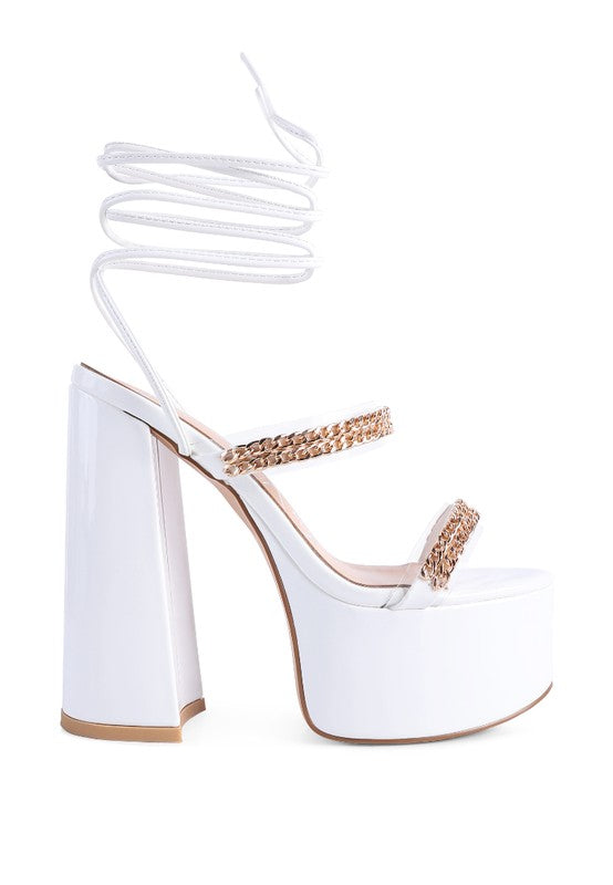 INDULGENCE CHAIN LACE UP CHUNKY SANDALS