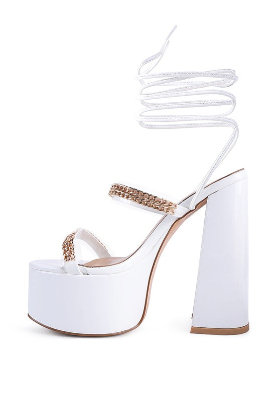 INDULGENCE CHAIN LACE UP CHUNKY SANDALS