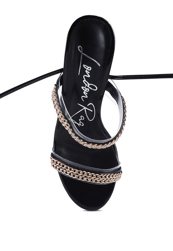 INDULGENCE CHAIN LACE UP CHUNKY SANDALS