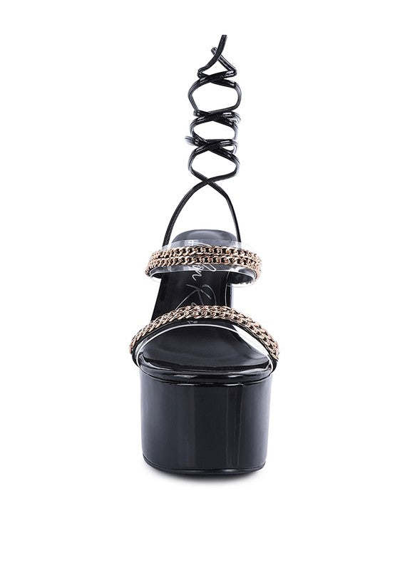 INDULGENCE CHAIN LACE UP CHUNKY SANDALS