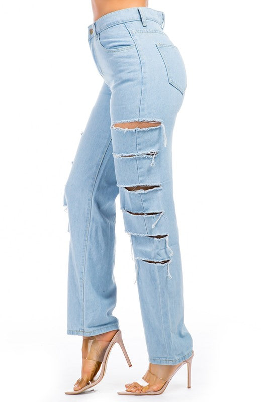 SIDE CUT DENIM JEANS