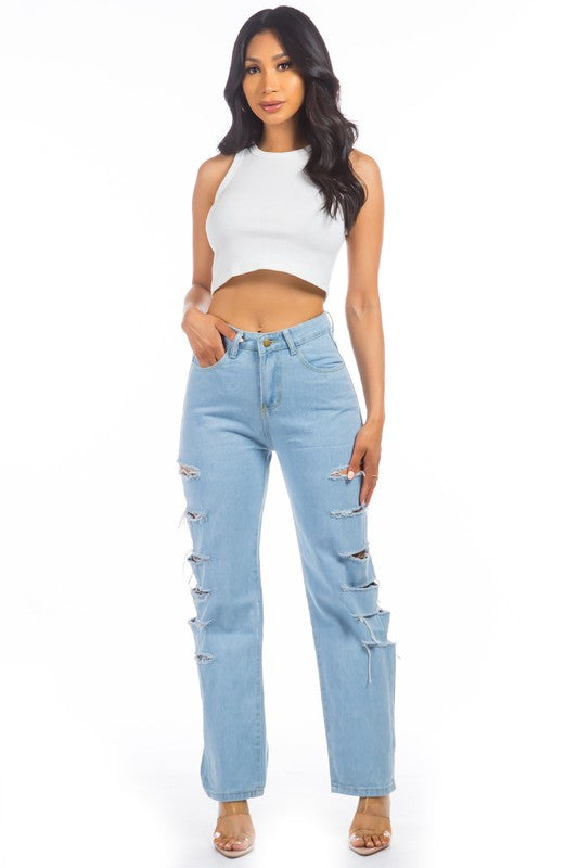 SIDE CUT DENIM JEANS