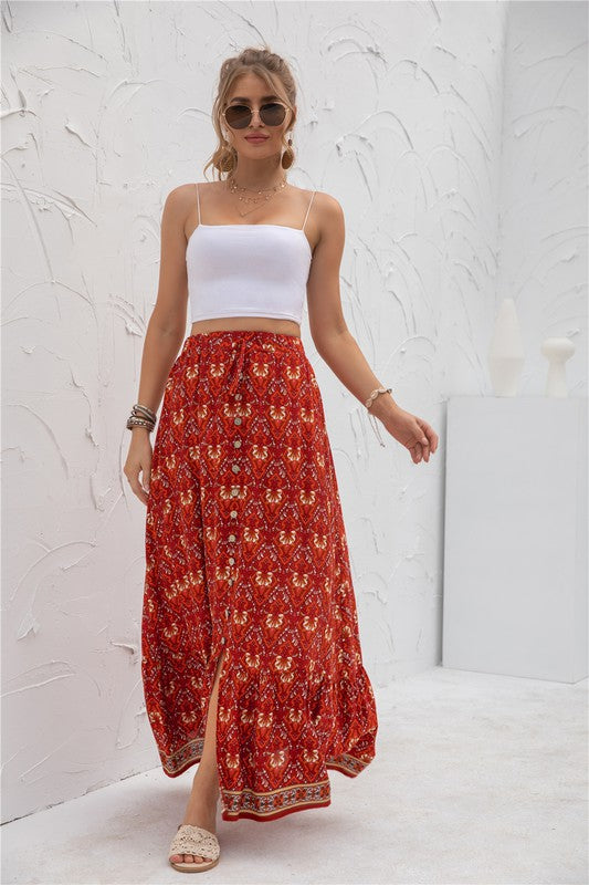 Womens Print Maxi Skirt