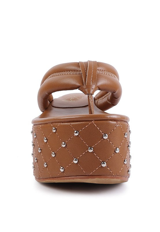 Quilted Rhinestone Platform Sandals