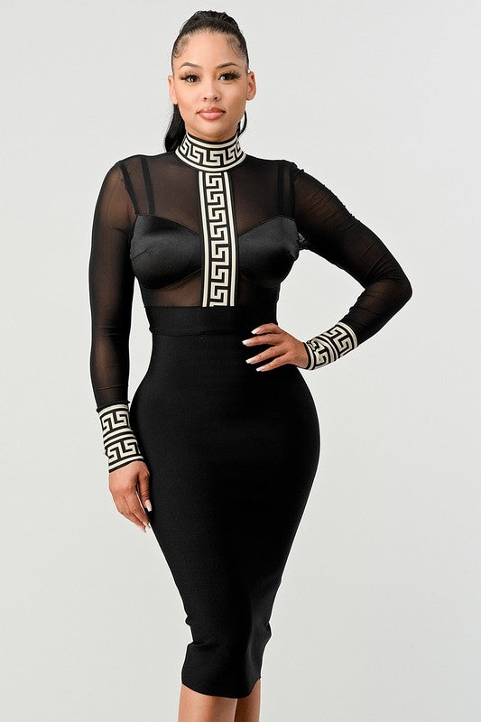 HOLIDAY MESH CONTRAST PRINT BANDAGE