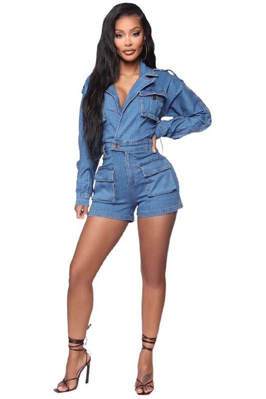 SHEREE DENIM ROMPER