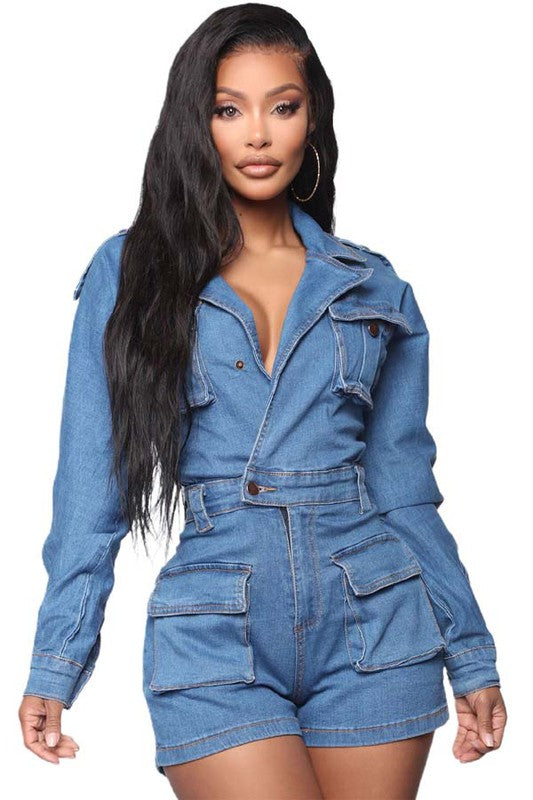 SHEREE DENIM ROMPER