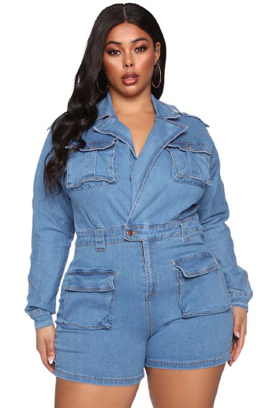 SHEREE DENIM ROMPER