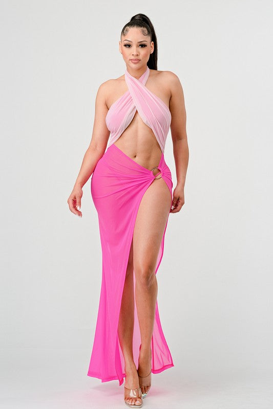 FLAMINGO HIGH SLIT DRESS