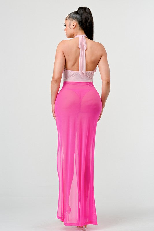 FLAMINGO HIGH SLIT DRESS