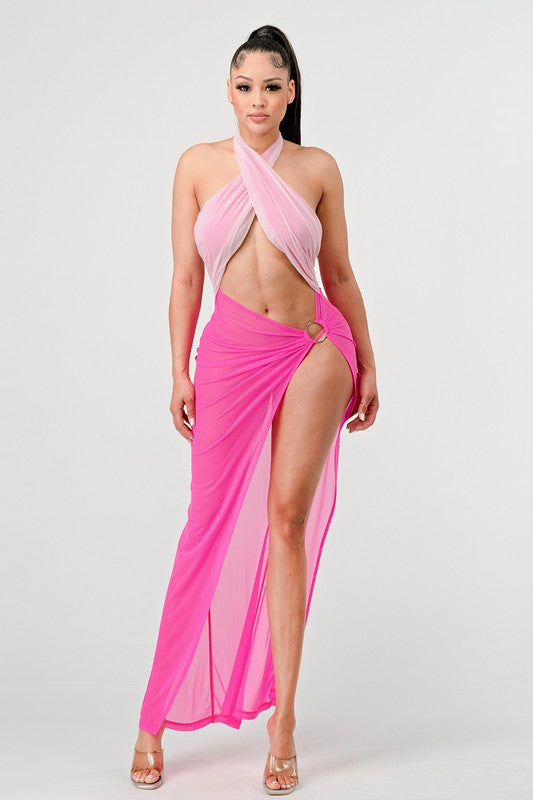 FLAMINGO HIGH SLIT DRESS