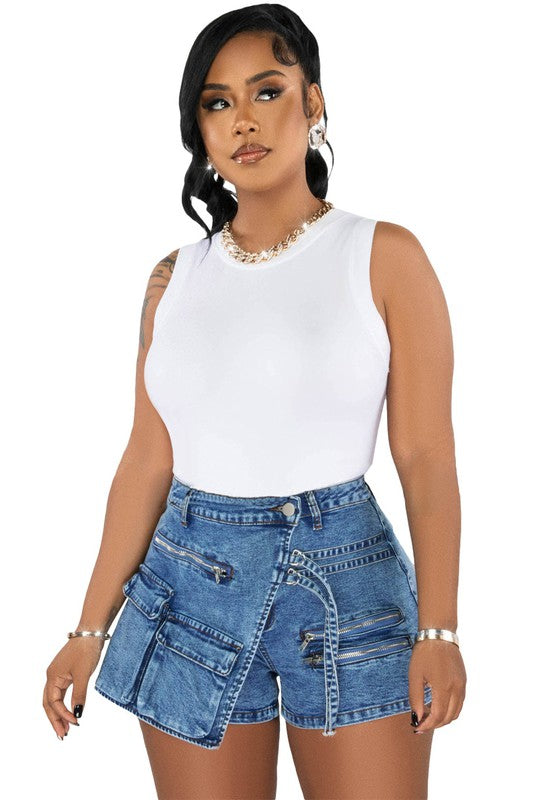 FATIMA CARGO STYLE DENIM SHORT