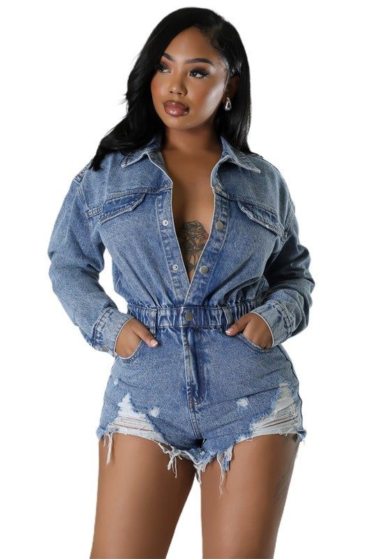 NAOMI DENIM ROMPERS