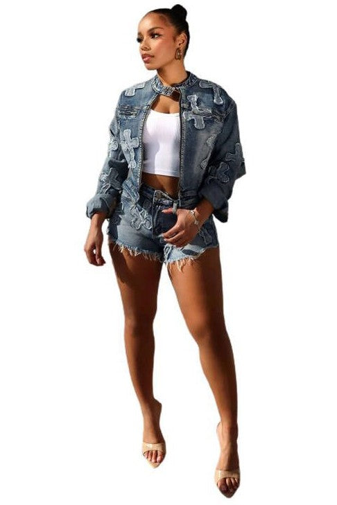 FASHION DENIM SHORT SET