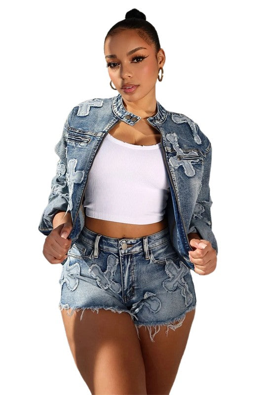 FASHION DENIM SHORT SET