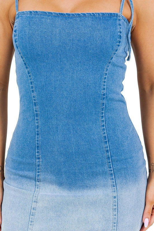 GRADIENT DENIM MINI DRESS