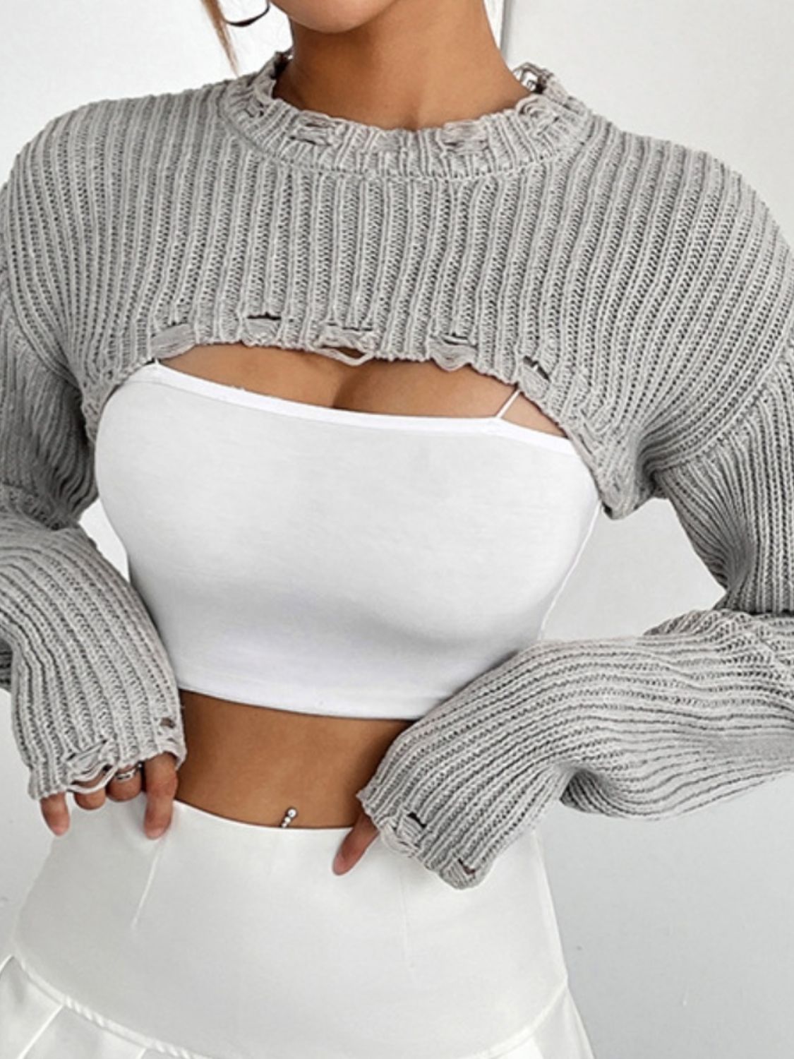 Long Sleeve Cropped Sweater