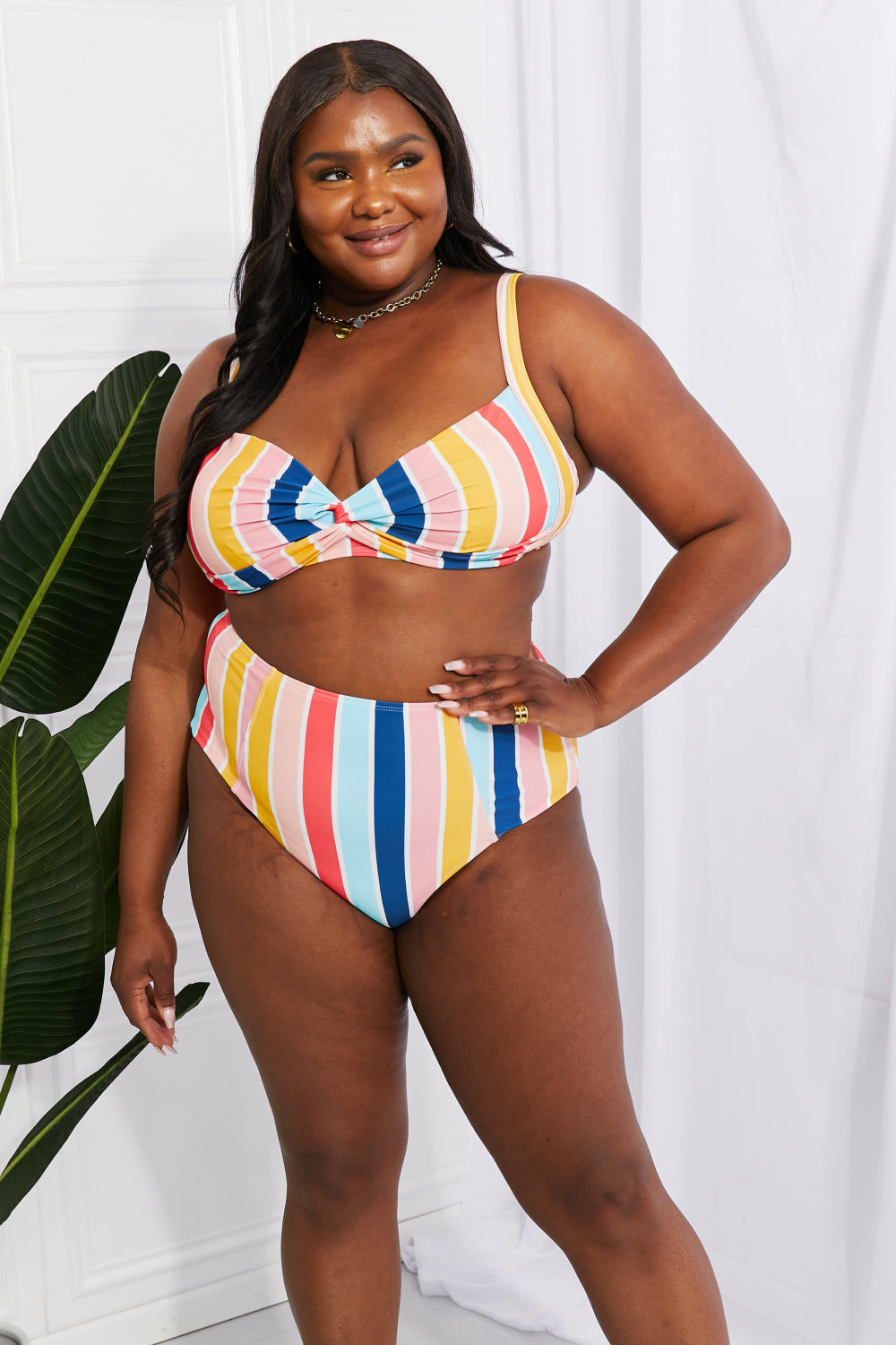 Take A Dip Twist High-Rise Bikini Stripe