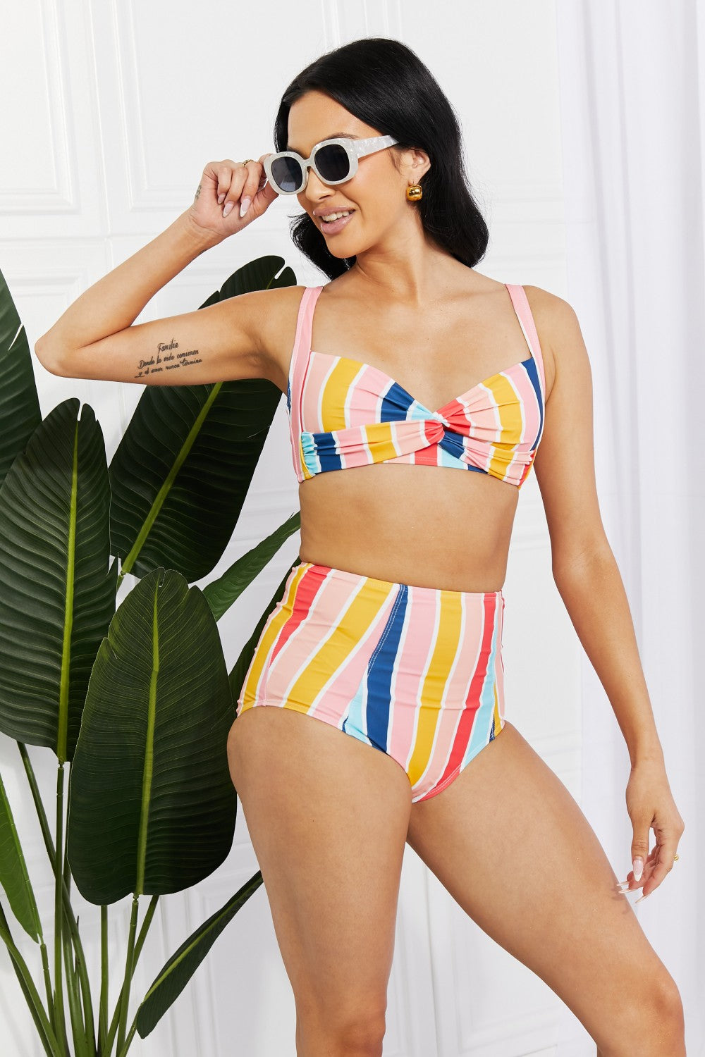 Take A Dip Twist High-Rise Bikini Stripe